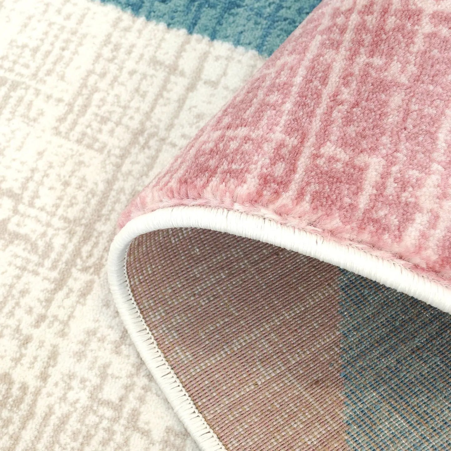 Vintage Chevron Teal Pink Area Rug -