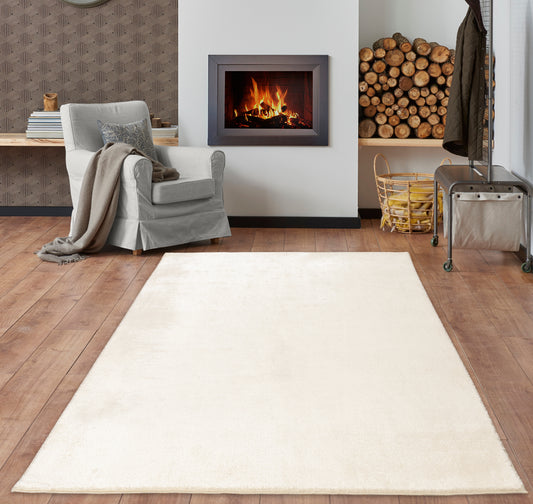 Cream Fluffy Soft Machine Washable Area Rug For Living Room, Bedroom