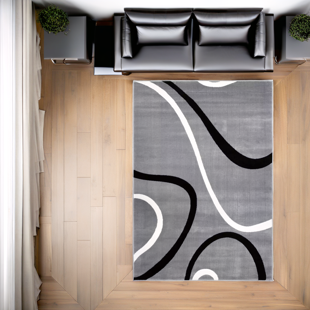 turkish light gray contemporary spirals area rug 8x10, 8x11 ft Large Living Room Carpet, Bedroom, Kitchen