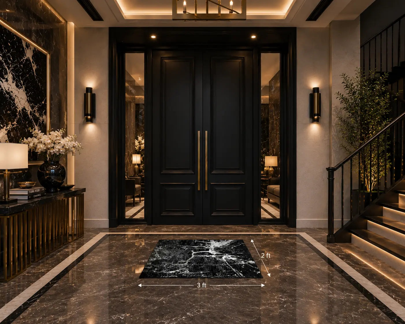 Anise Black White Abstract Area Rug