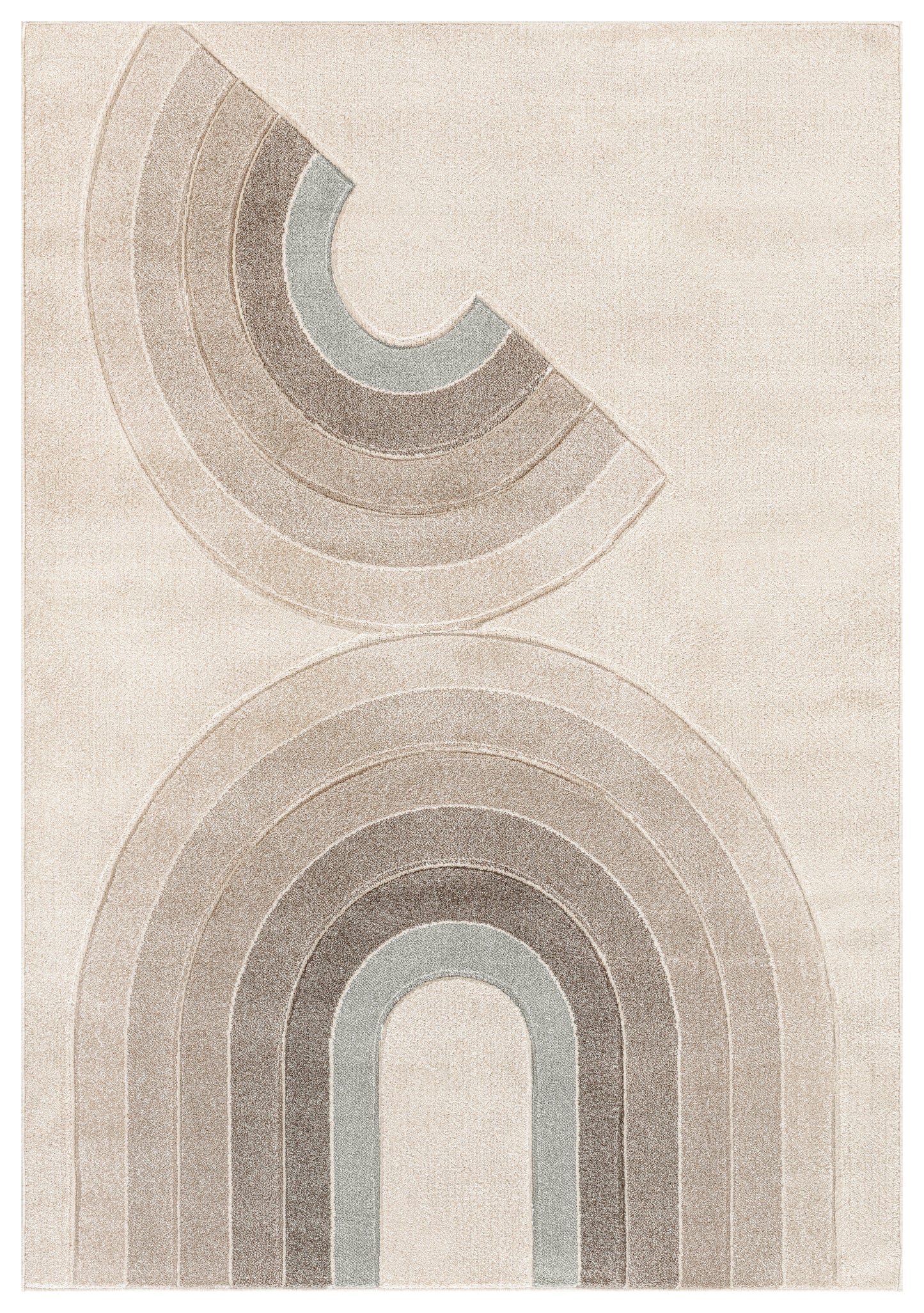 Cream Beige Textured Geometric Modern Living Room Bedroom Area Rug