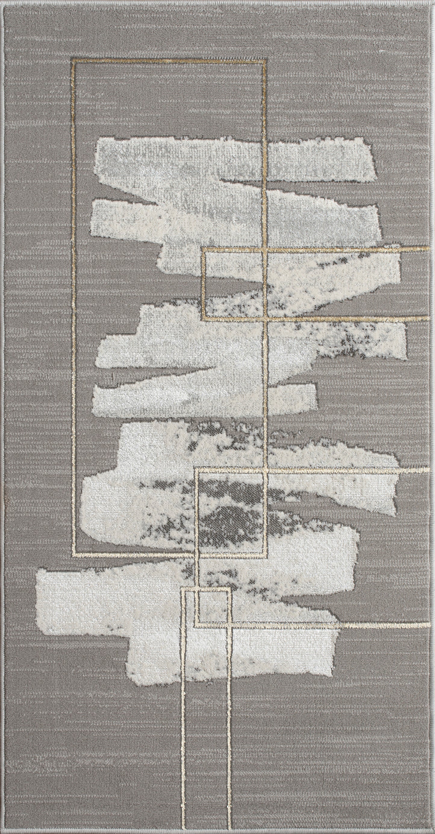 Gold Grey Abstract Modern Living Room Bedroom Area Rug