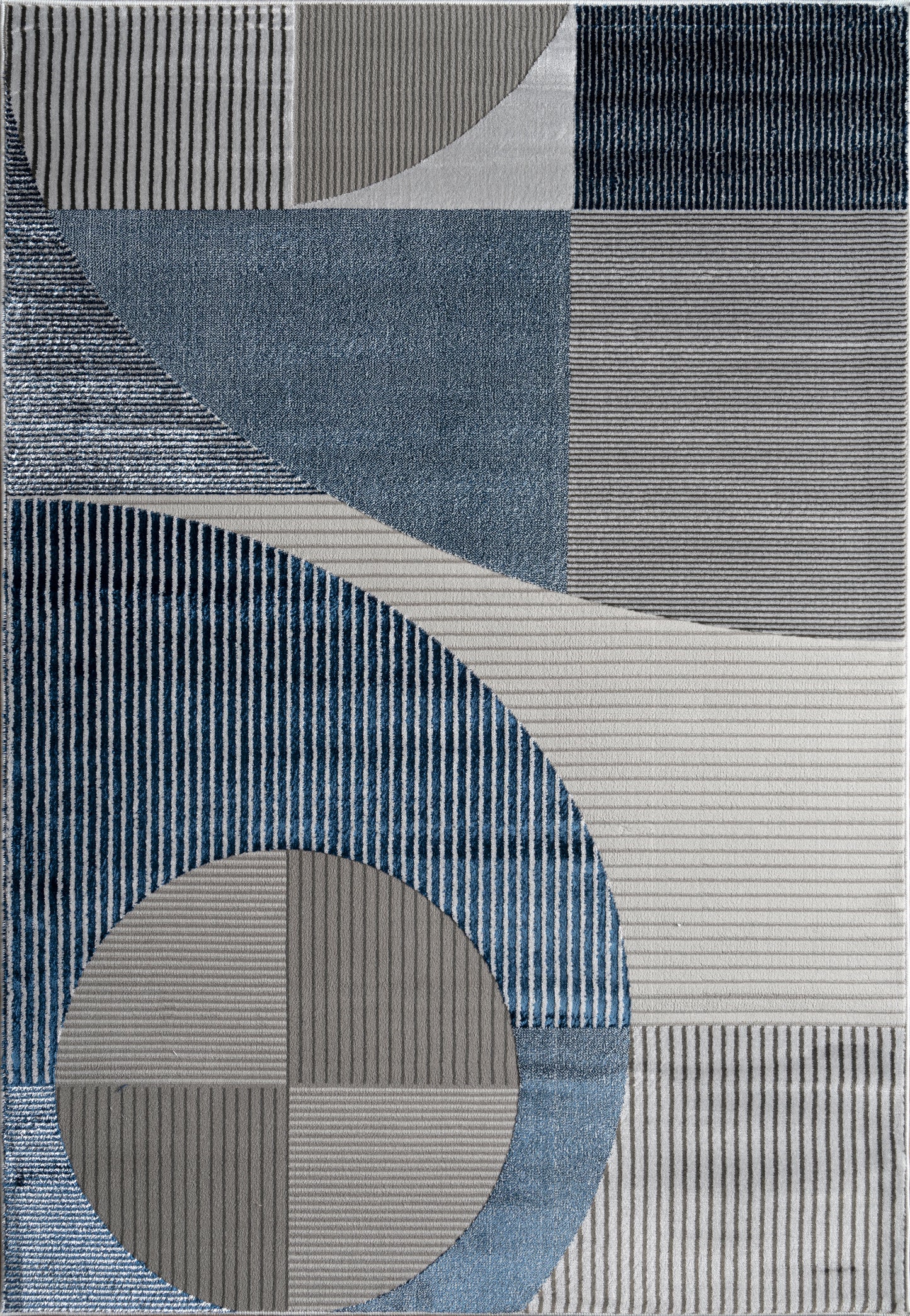 Blue Grey Geometric Living Room Bedroom Area Rug