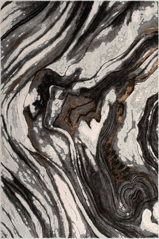Grey Ivory Earth Abstract Living Room Bedroom Area Rug
