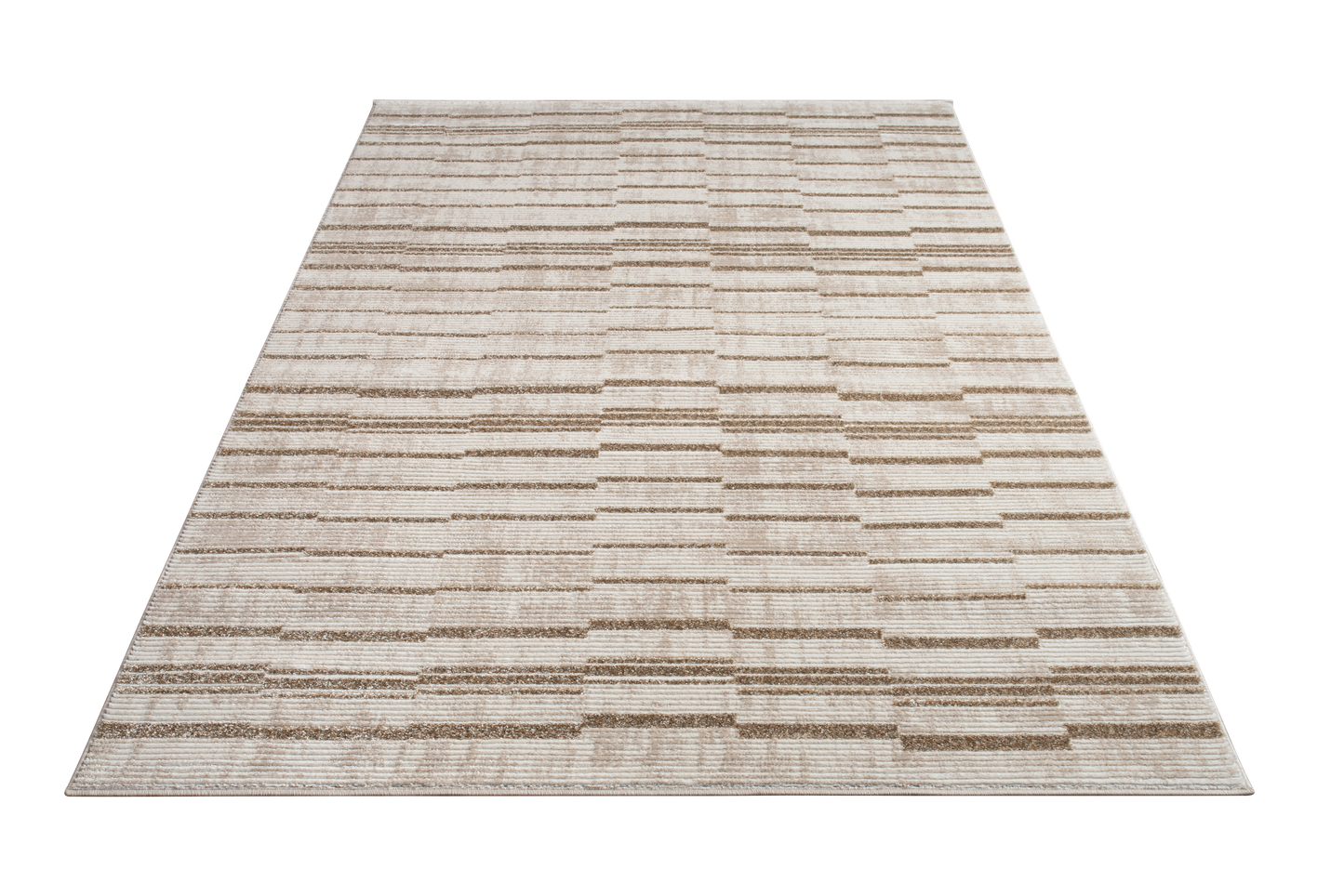 Beige Brown Abstract Striped Living Room Bedroom Area Rug