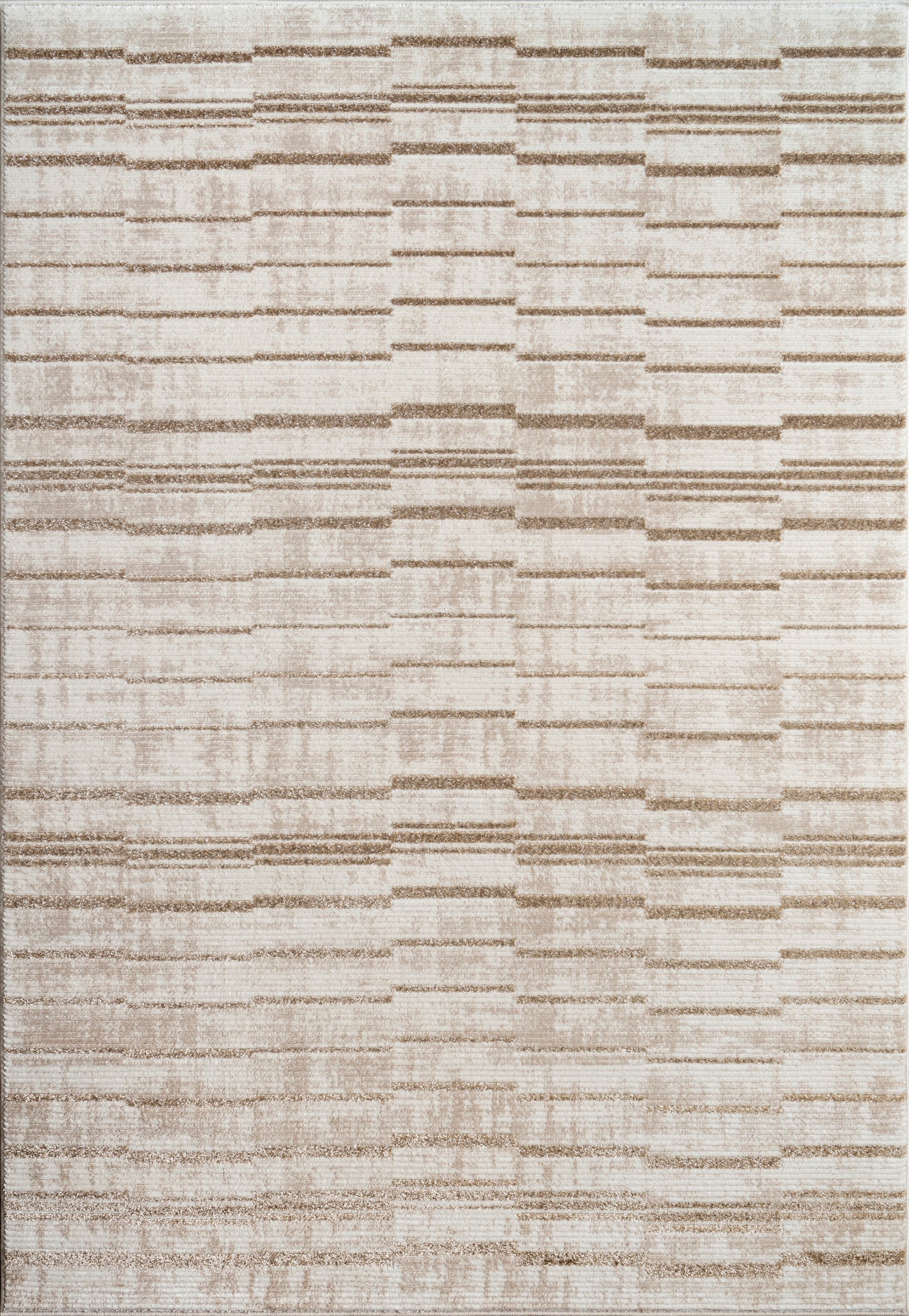 Beige Brown Abstract Striped Living Room Bedroom Area Rug