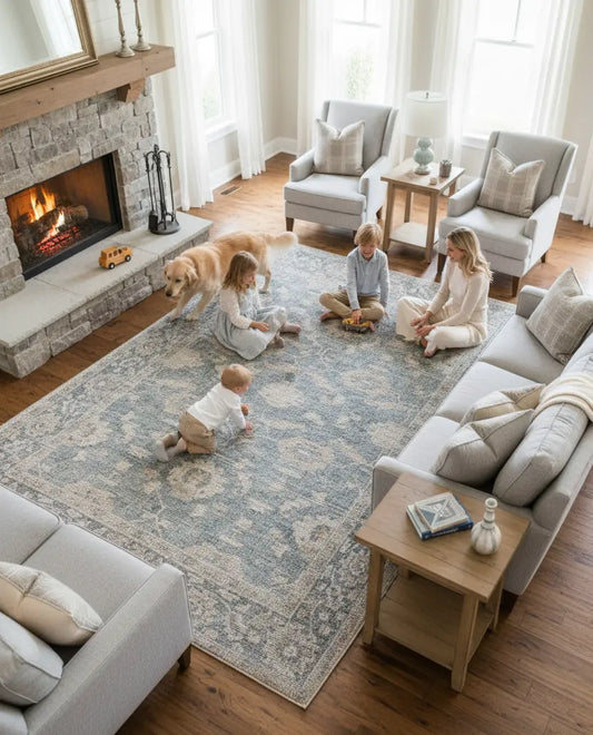 Beige Ivory Cotton and Polyster Machine Washable Traditional Rustic Area Rug