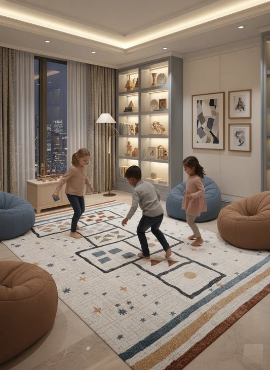 Multicolor Colorful Machine Washable HopScotch Game Kids Nursery Play Room Area Rug