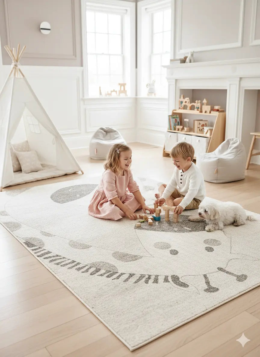Girrafe Cartoon Kids Nursery Play Area Bedroom Area Rug