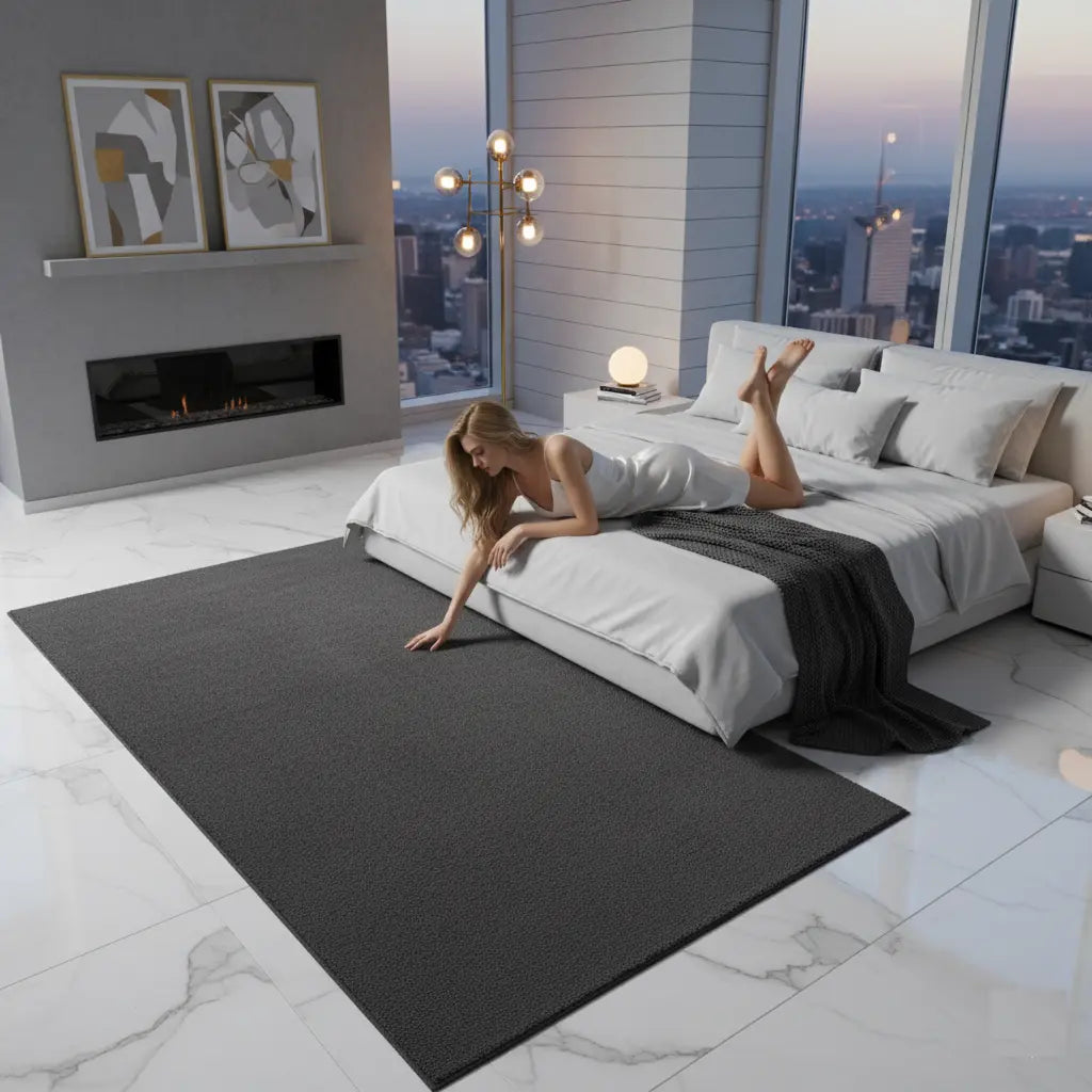 Anthrasite Grey Fluffy Soft Machine Washable Area Rug For Living Room, Bedroom