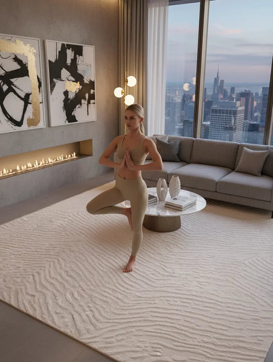 Cream Textured Fluffy Soft Machine Washable Area Rug For Living Room, Bedroom