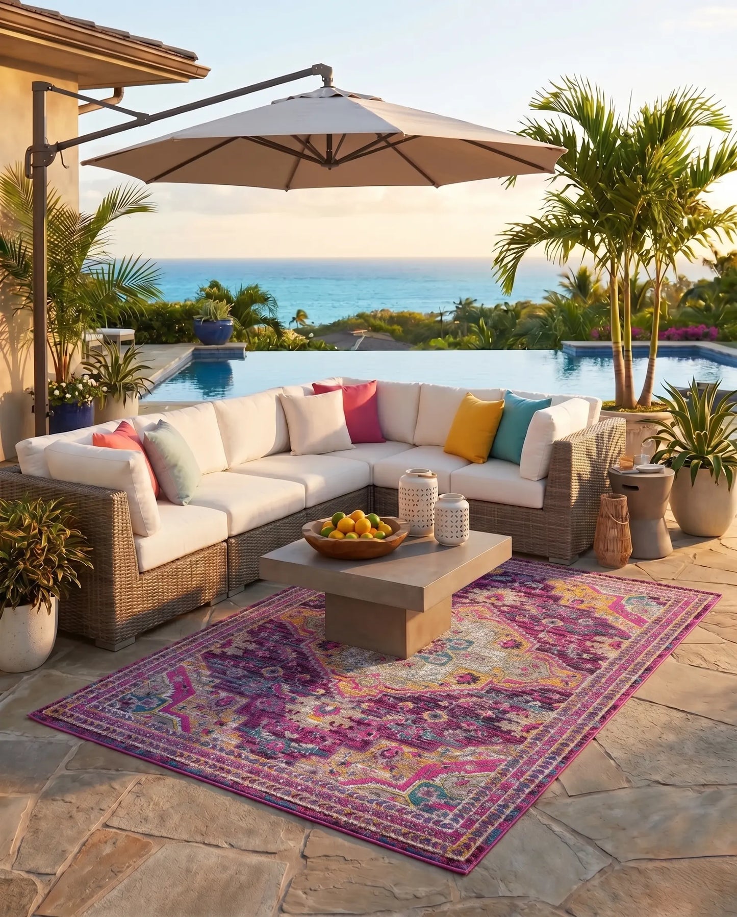 Elson Lilac Beige Persian Area Rug — Soft Pastels, Indoor & Outdoor