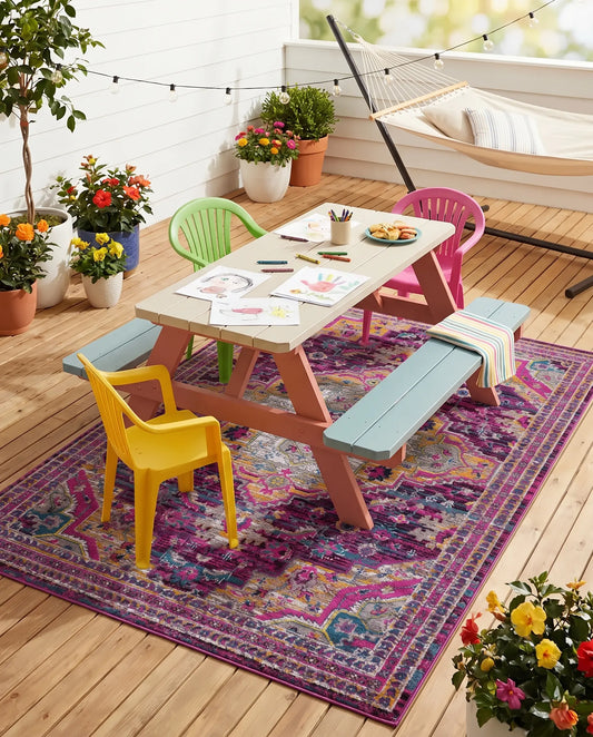 Elson Lilac Beige Persian Area Rug — Soft Pastels, Indoor & Outdoor