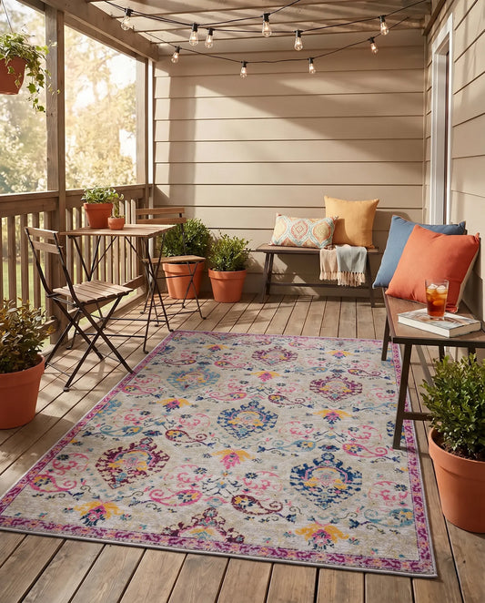 Katrina Beige Cream Paisley Area Rug — Vintage Traditional, Indoor & Outdoor