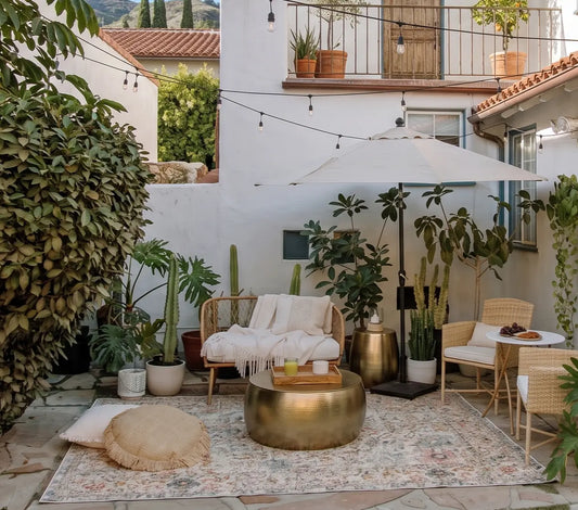 Marigold Persian Area Rug in Cream & Gold — Indoor & Outdoor, Made in Turkey