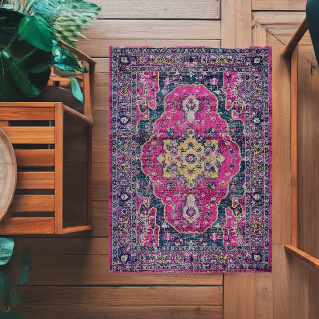 ladole rugs timeless collection beverly pink purple traditional indoor outdoor polypropylene runner area rug carpet 6x8, 6x9 ft Living Room, Bedroom, Dining Area, Kitchen Carpet