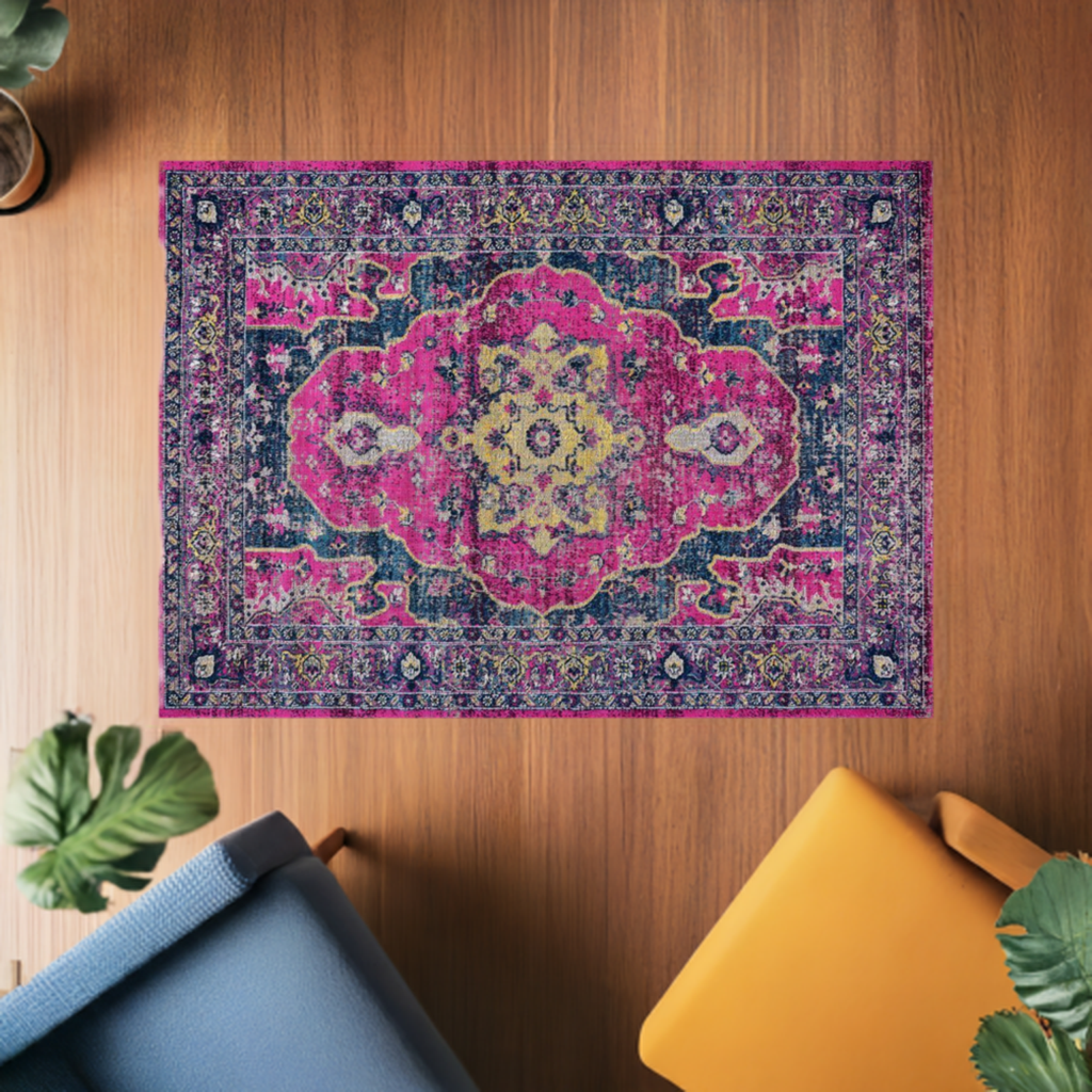 ladole rugs timeless collection beverly pink purple traditional indoor outdoor polypropylene runner area rug carpet 2x3 Doormat, Entrance, Balcony, Bathroom, Washroom