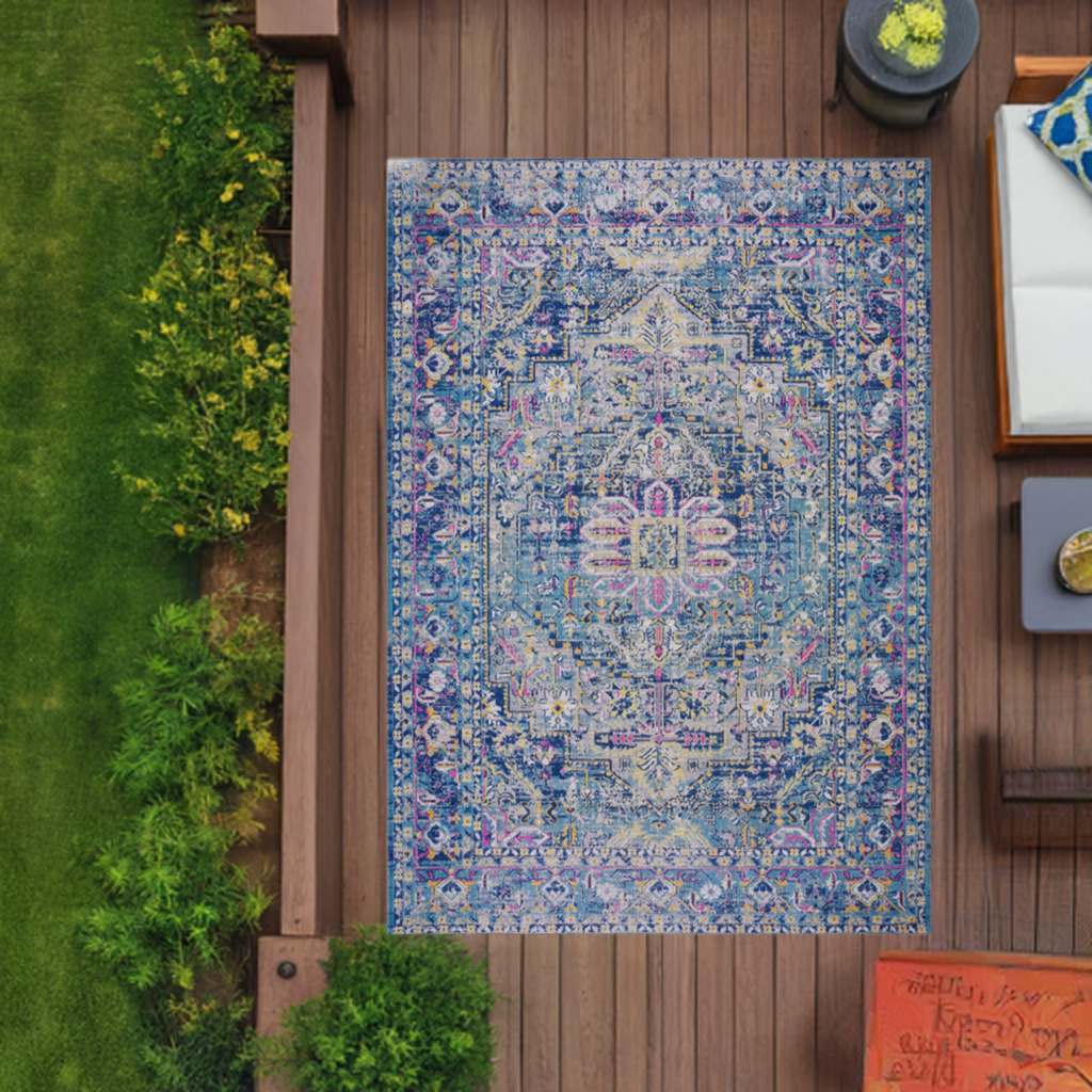 ladole rugs timeless collection rowen beautiful blue traditional outdoor runner 3x5 27 x 411 80cm x 150cm 4x6, 4x5 ft Small Carpet, Home Office, Living Room, Bedroom