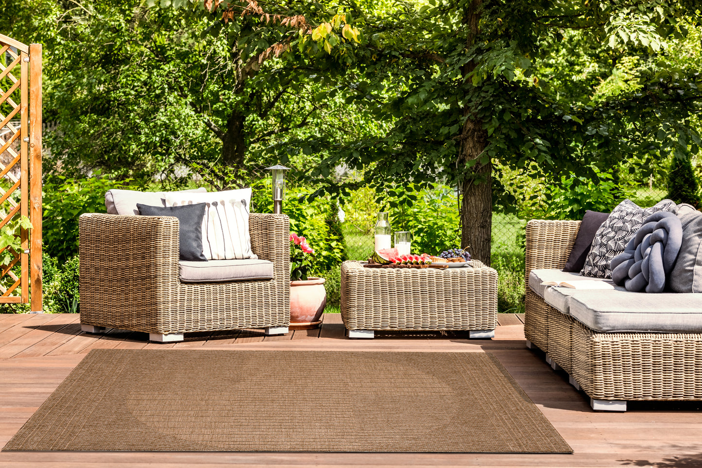 Beige Brown Geometric Living Room Bedroom Area Rug