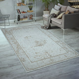Beige Oriental Traditional Living Room Area Rug