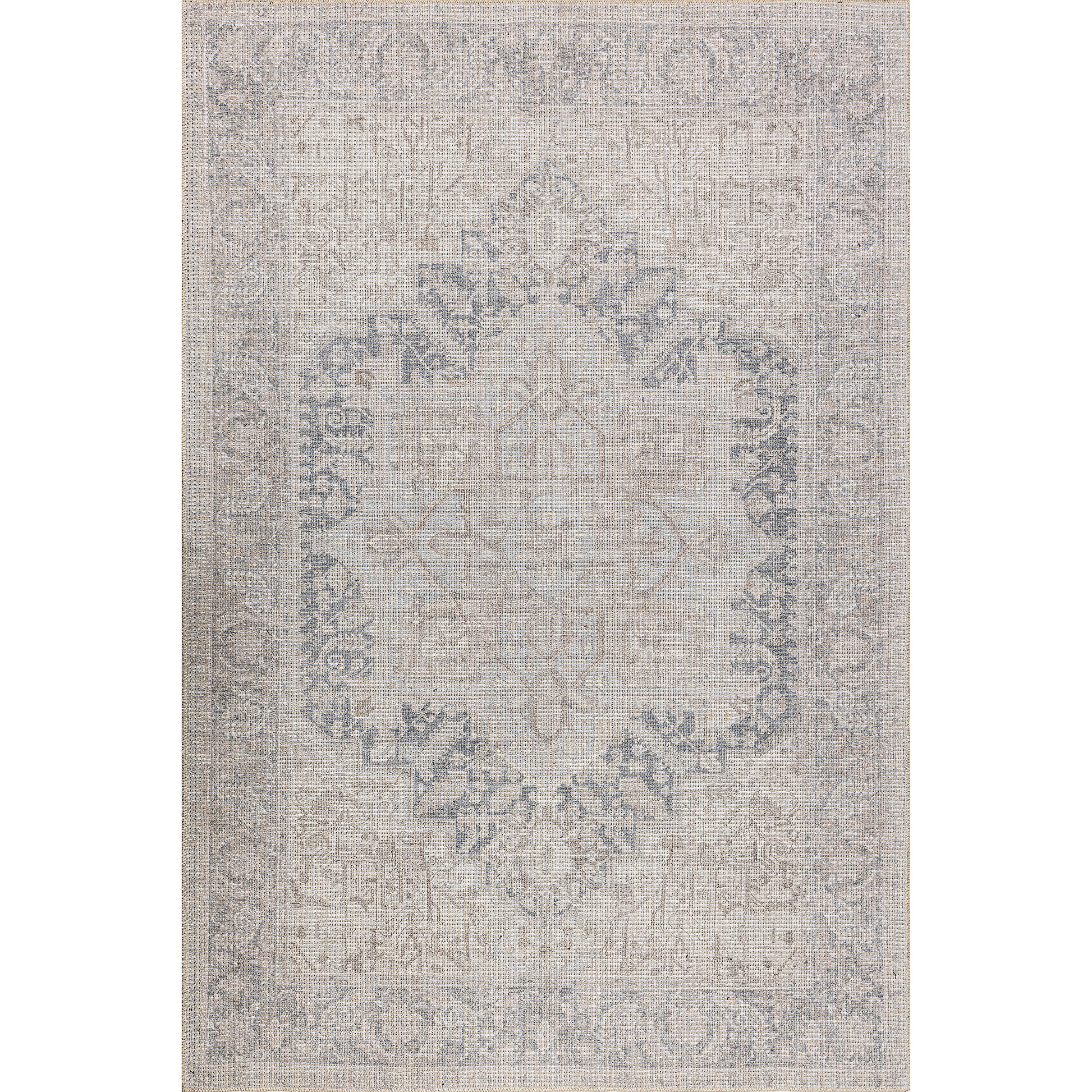 grey blue medallion cotton and polyster machine washable traditional rustic area rug 2x5, 3x5 Runner Rug, Entry Way, Entrance, Balcony, Bedside, Home Office, Table Top