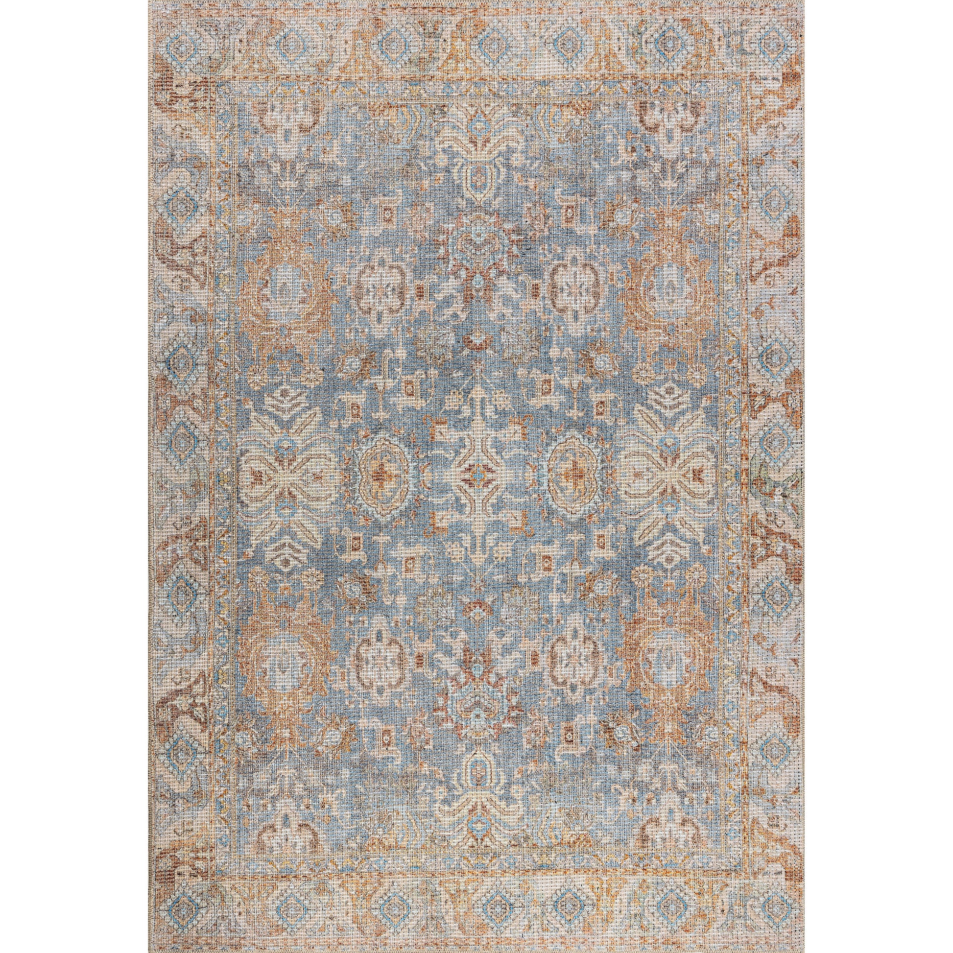blue multicolor boho cotton and polyster machine washable traditional rustic area rug 2x8, 3x10, 2x10 ft Long Runner Rug, Hallway, Balcony, Entry Way, Kitchen, Stairs