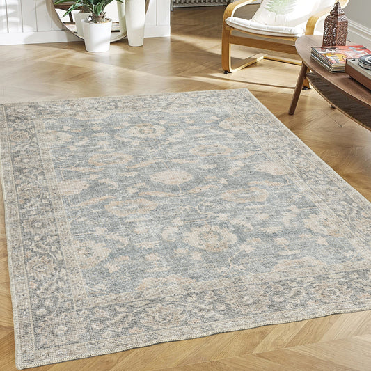 beige ivory cotton and polyster machine washable traditional rustic area rug 2x5, 3x5 Runner Rug, Entry Way, Entrance, Balcony, Bedside, Home Office, Table Top
