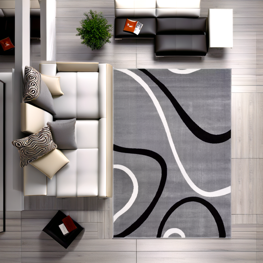 turkish light gray contemporary spirals area rug 2x3 Doormat, Entrance, Balcony, Bathroom, Washroom