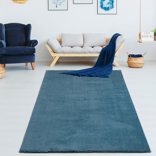 blue fluffy soft machine washable area rug for living room bedroom 2x5, 3x5 Runner Rug, Entry Way, Entrance, Balcony, Bedside, Home Office, Table Top