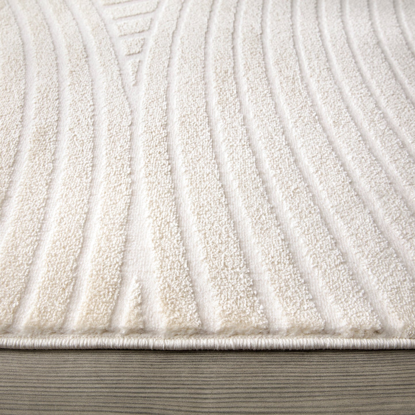 Beige Cream Textured 3D Contemporary Living Room Bedroom Area Rug LaDole Rugs