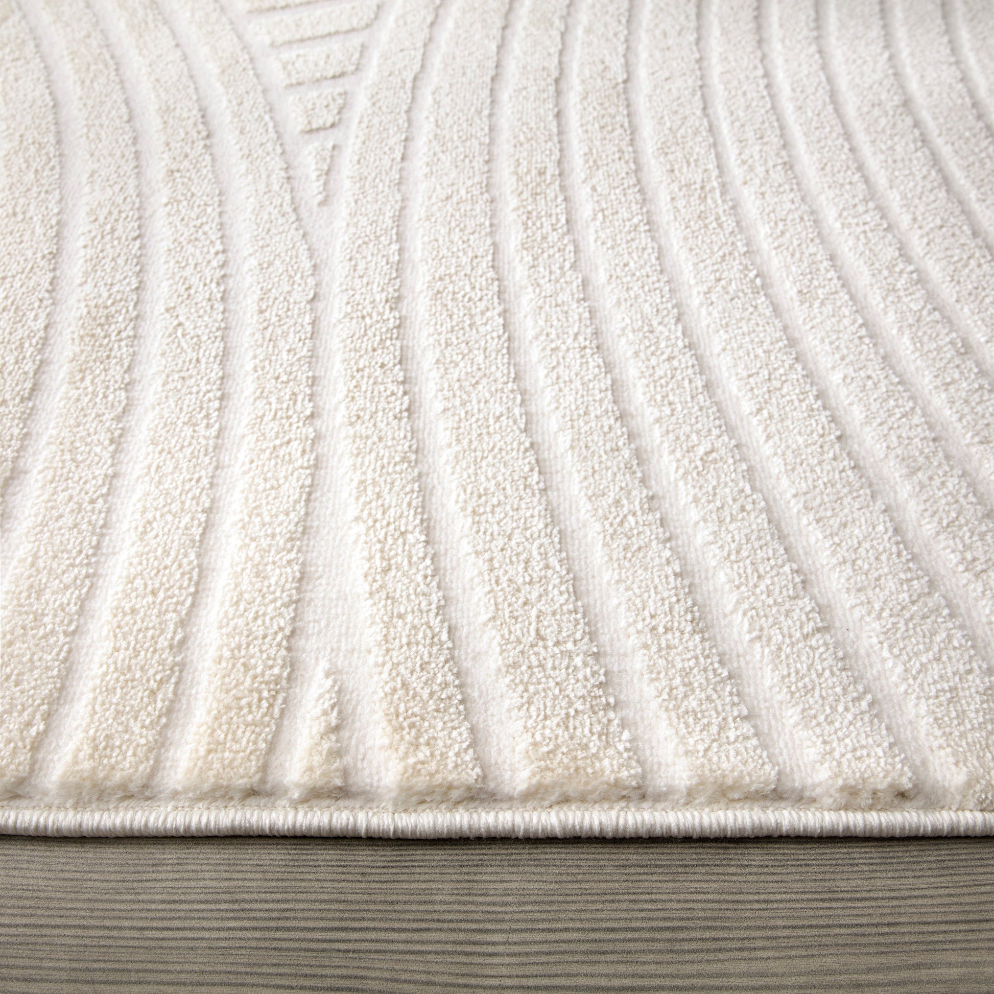 Beige Cream Textured 3D Contemporary Living Room Bedroom Area Rug LaDole Rugs