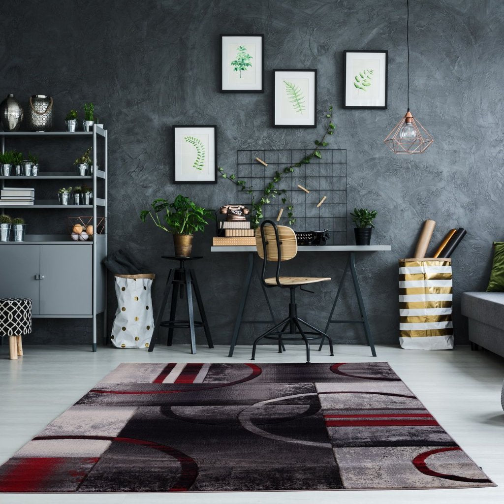 dark grey contemporary area rug 4x6, 4x5 ft Small Carpet, Home Office, Living Room, Bedroom