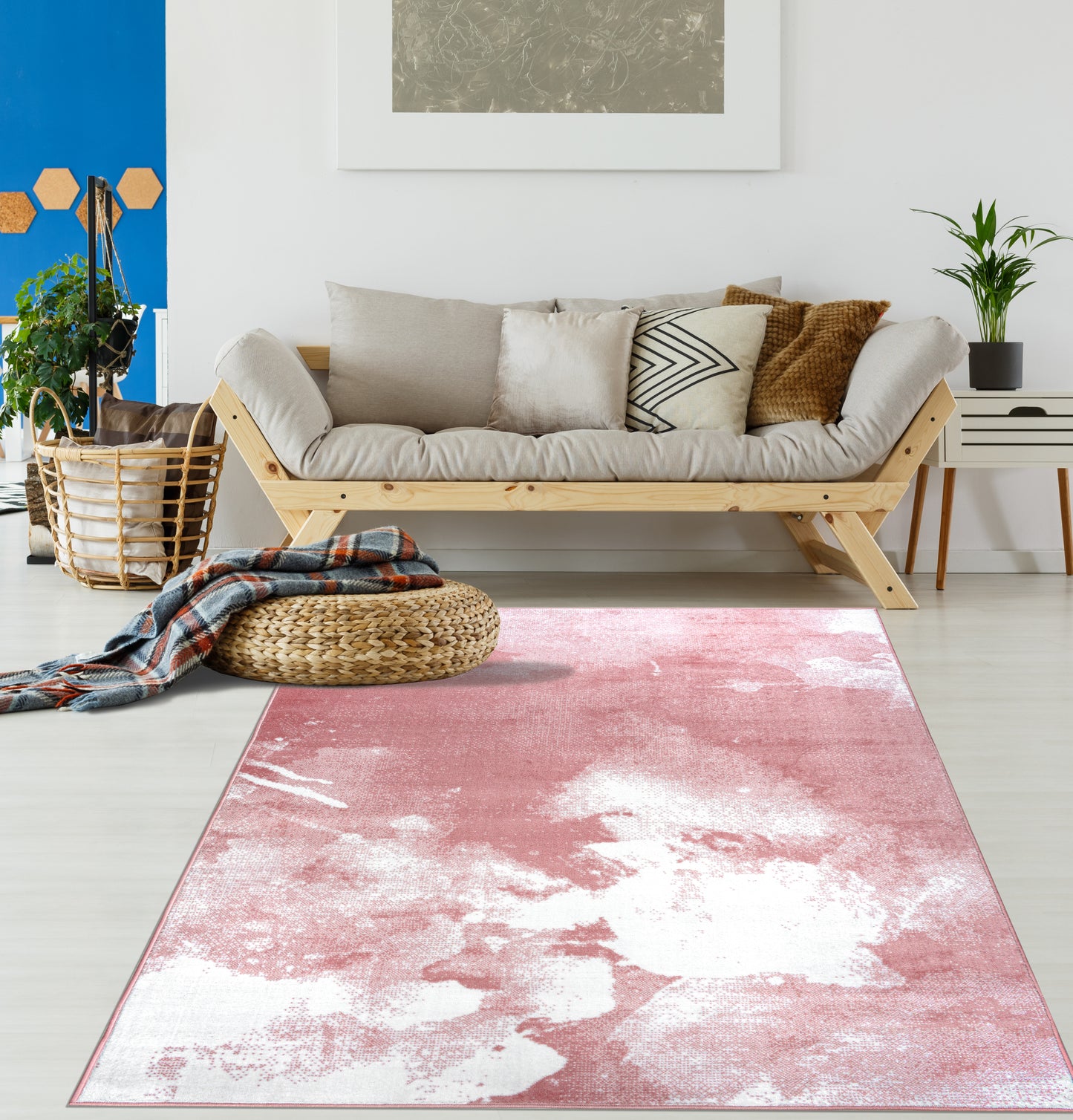 pink abstract rustic modern marble pattern area rug 2x8, 3x10, 2x10 ft Long Runner Rug, Hallway, Balcony, Entry Way, Kitchen, Stairs