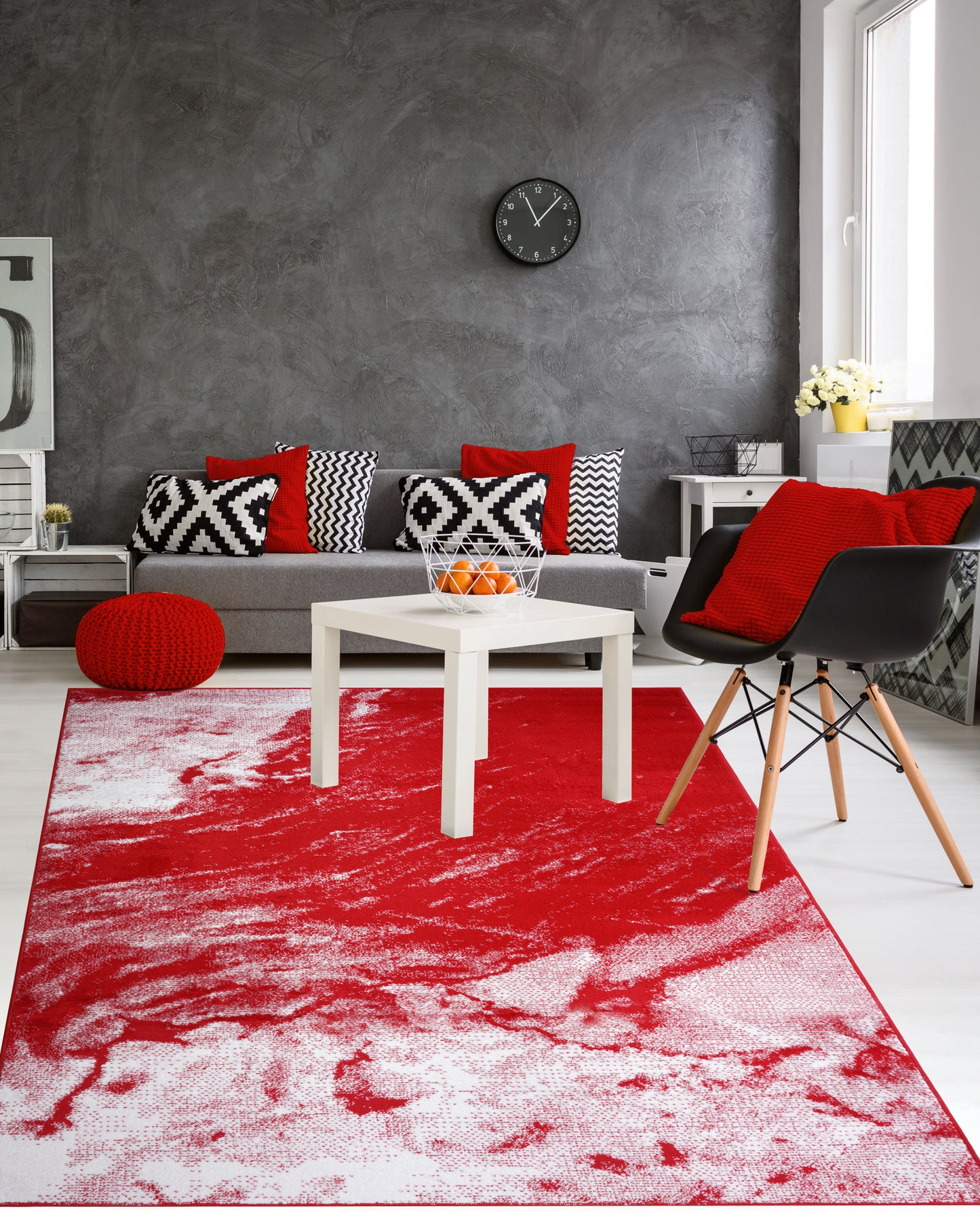 calvin red black abstract area rug 2x5, 3x5 Runner Rug, Entry Way, Entrance, Balcony, Bedside, Home Office, Table Top