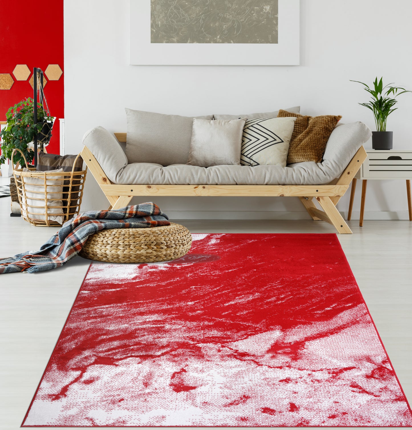 calvin red black abstract area rug 2x8, 3x10, 2x10 ft Long Runner Rug, Hallway, Balcony, Entry Way, Kitchen, Stairs