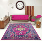Ladole Rugs Timeless Collection Beverly Pink Purple Traditional Indoor Outdoor Polypropylene Runner Area Rug Carpet