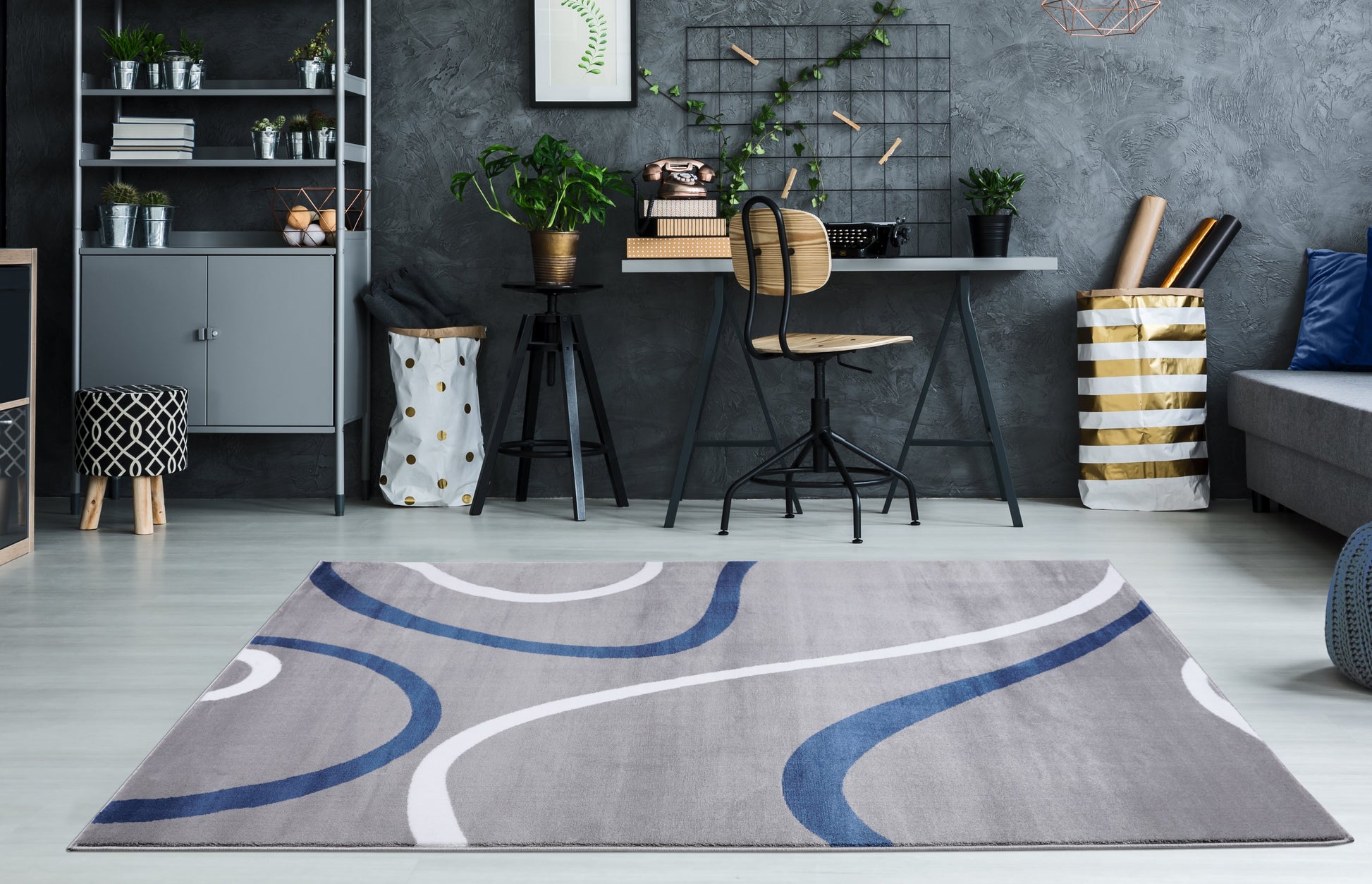 ladole rugs beautiful soft turkish gray blue contemporary spriral area rug carpet 8x11 2x5, 3x5 Runner Rug, Entry Way, Entrance, Balcony, Bedside, Home Office, Table Top