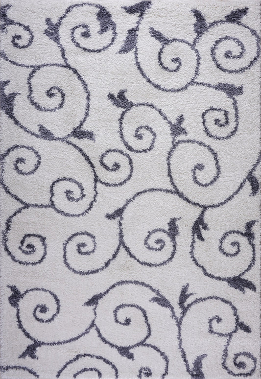ladole rugs shaggy rabat abstract pattern sustainable spirals style indoor small mat doormat rug in white dark gray 110 x 211 57cm x 90cm 2x3 Doormat, Entrance, Balcony, Bathroom, Washroom