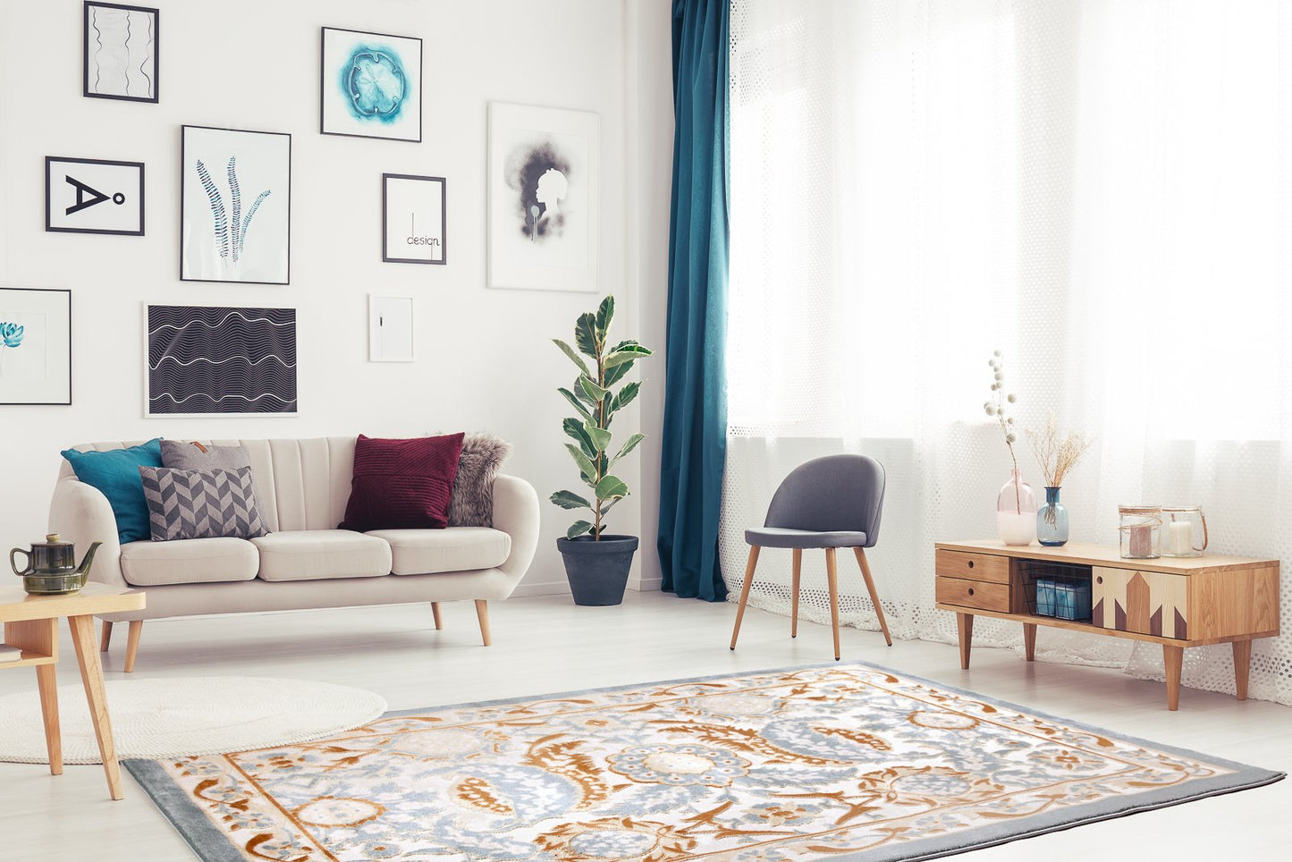 ladole rugs abstract traditional pattern turkish beige blue white contemporary area rug carpet 4x6 311 x 53 120cm x 160cm 5x7, 5x8 ft Contemporary, Living Room Carpet, Bedroom, Home Office