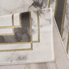 Noa Light Dark Grey Beige Gold Modern Abstract Striped Bordered Marble Pattern Area Rug