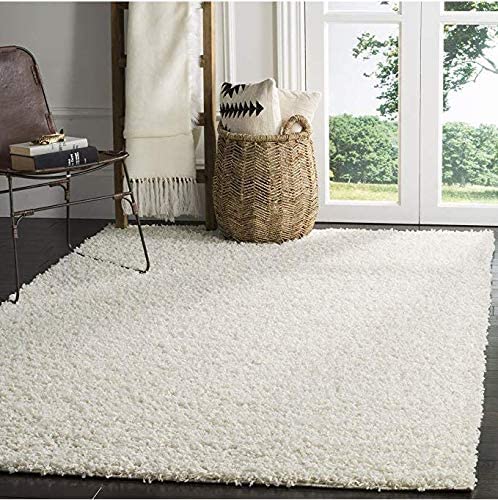 off white solid shaggy area rug 4x6, 4x5 ft Small Carpet, Home Office, Living Room, Bedroom