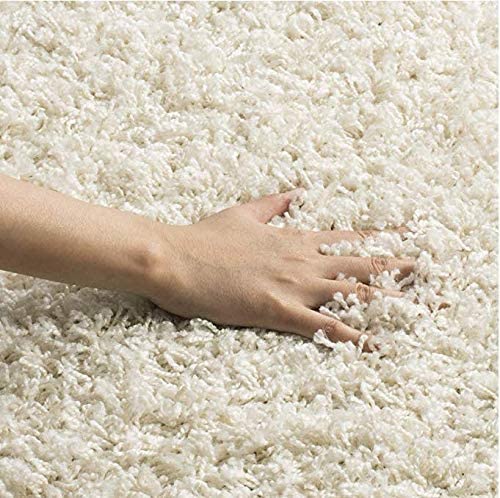 off white solid shaggy area rug 6x8, 6x9 ft Living Room, Bedroom, Dining Area, Kitchen Carpet