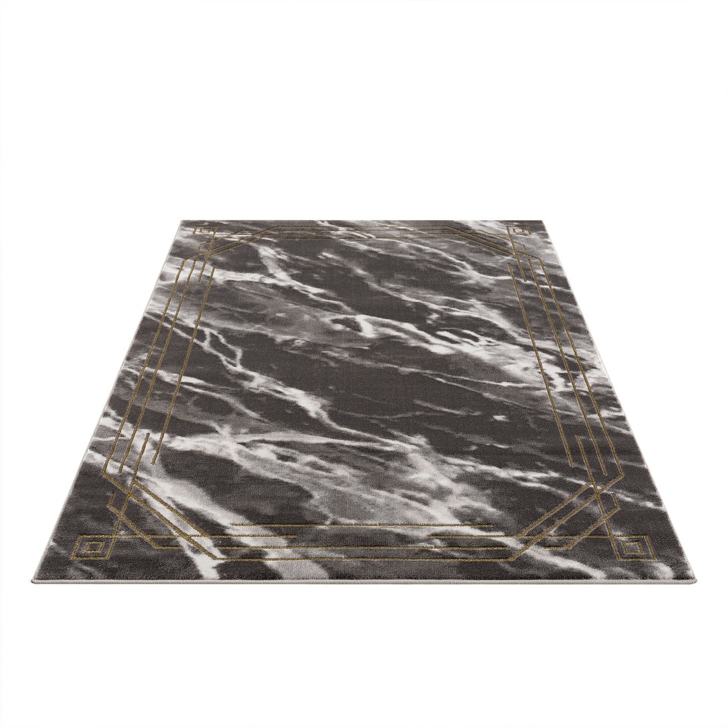 la dole rugs modern minimalistic marble pattern abstract rustic grey charcoal gold bordered area rug 8x10, 8x11 ft Large Living Room Carpet, Bedroom, Kitchen
