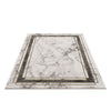 Noa Light Dark Grey Beige Gold Modern Abstract Striped Bordered Marble Pattern Area Rug