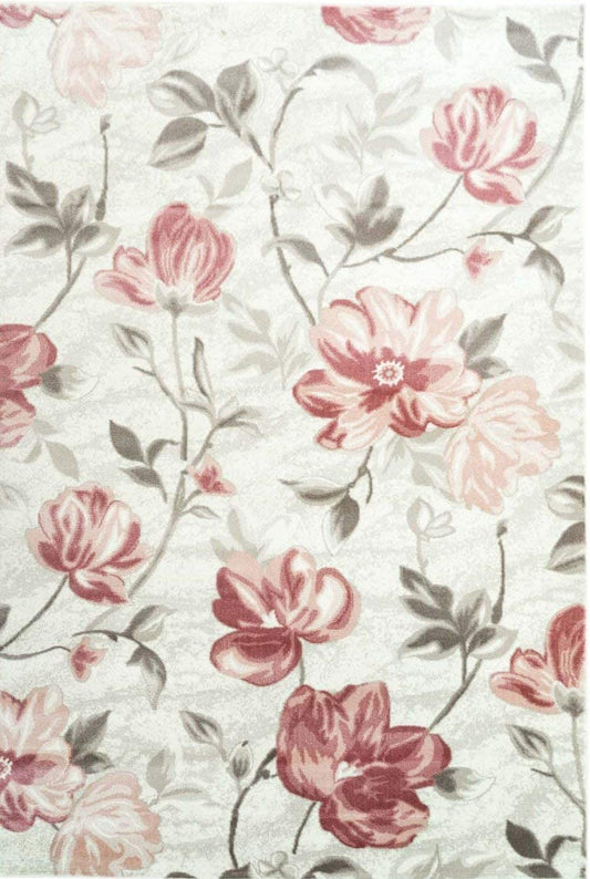 begonia cream floral area rug pink 4x6, 4x5 ft Small Carpet, Home Office, Living Room, Bedroom