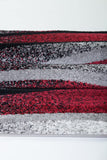 Ivory Red Gray Waves Area Rug - Ladolerugsca