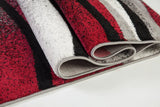 Ivory Red Gray Waves Area Rug - Ladolerugsca