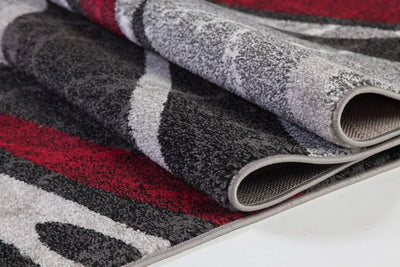 Ivory Dark Gray Spirals Area Rug Red - Ladolerugsca