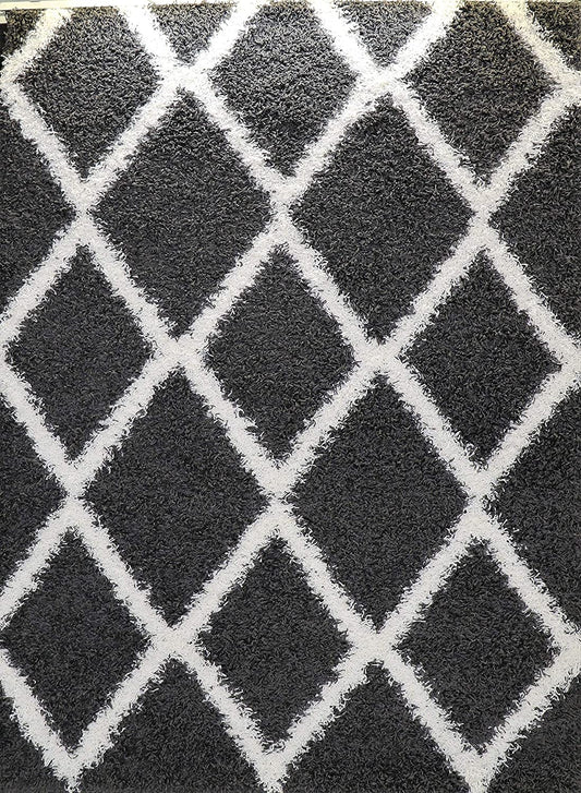 Dark Grey White Diamond Area Rug - Ladolerugsca