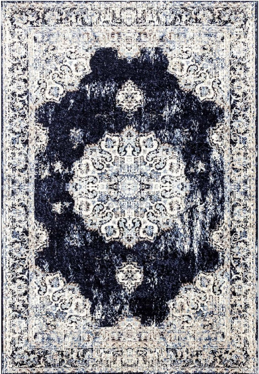 Florence Navy Ivory Traditional Area Rug - Ladolerugsca